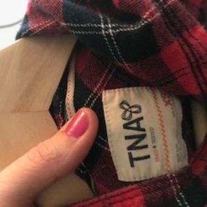 TNA Plaid hooded shirt